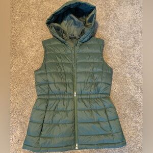 Green Puffer Vest with Hood